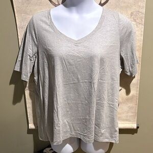 Lane Bryant Light Gray V-Neck Tee